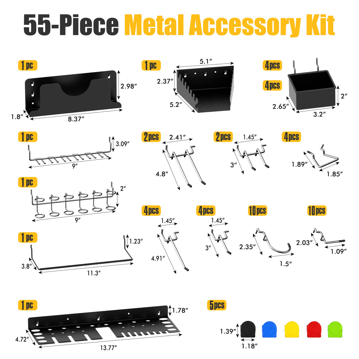 Amoowis 55PCS Pegboard Accessories Organizer Kit