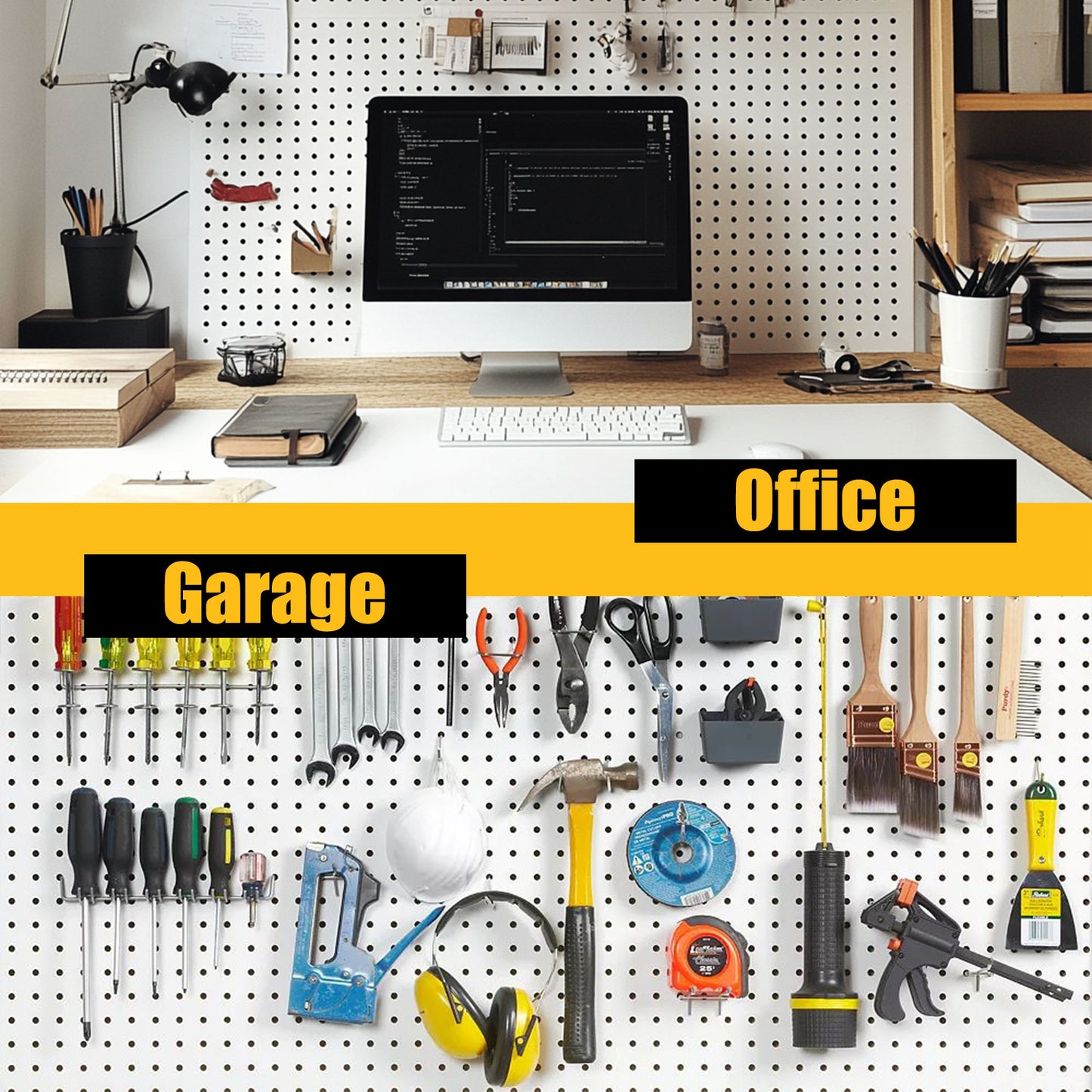 6Pack Metal Pegboard Panels with 50 Hooks