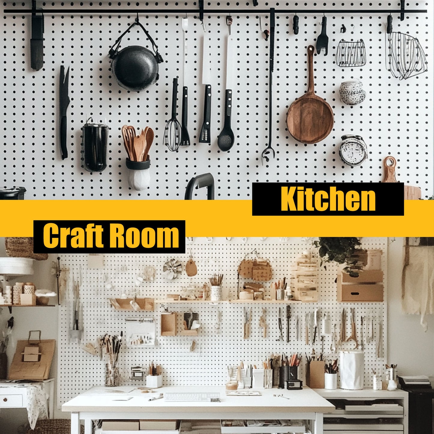 6Pack Metal Pegboard Panels with 50 Hooks