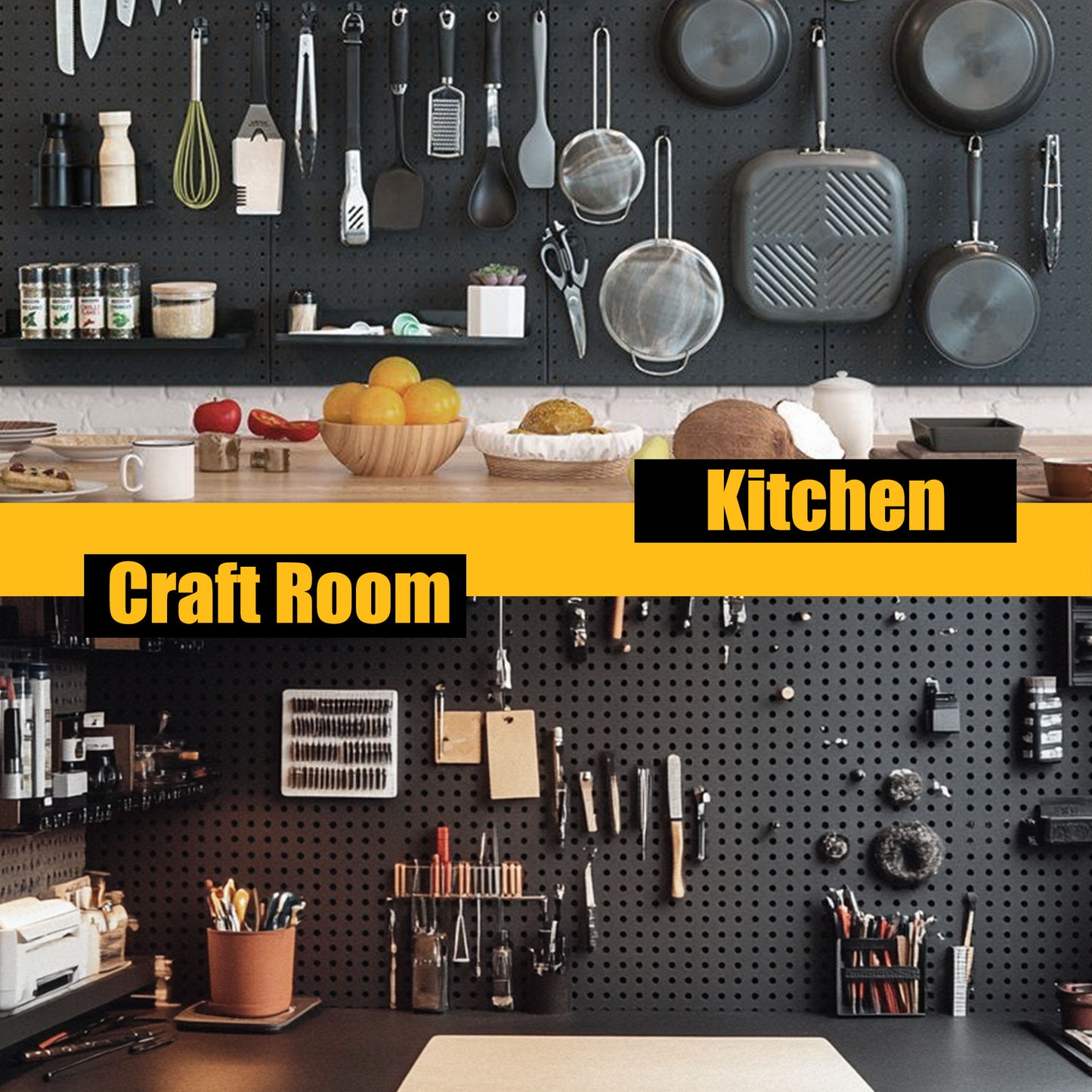 4 Pack Metal Pegboard Panels with 50 Hooks
