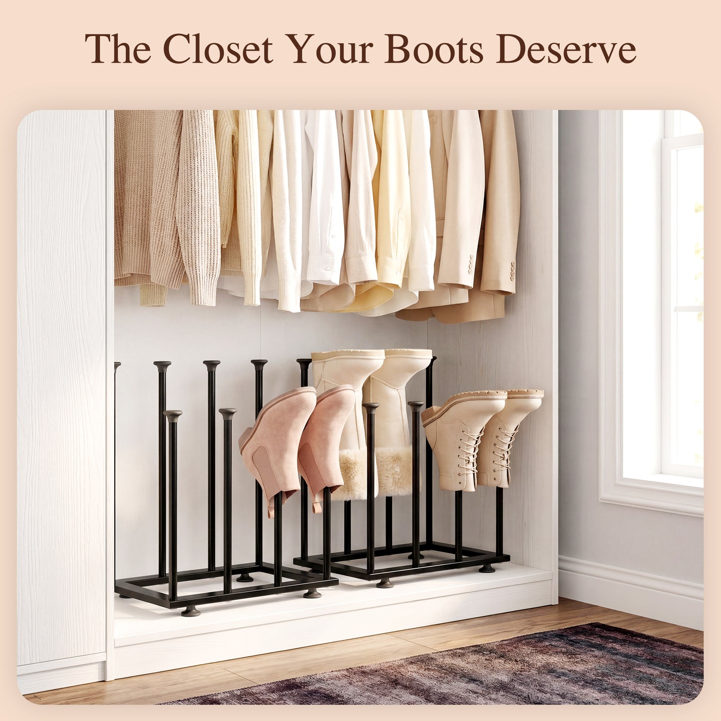 Shoe Rack Organizer, Free Standing Shoe Storage Shelf, Fits 8 Pairs