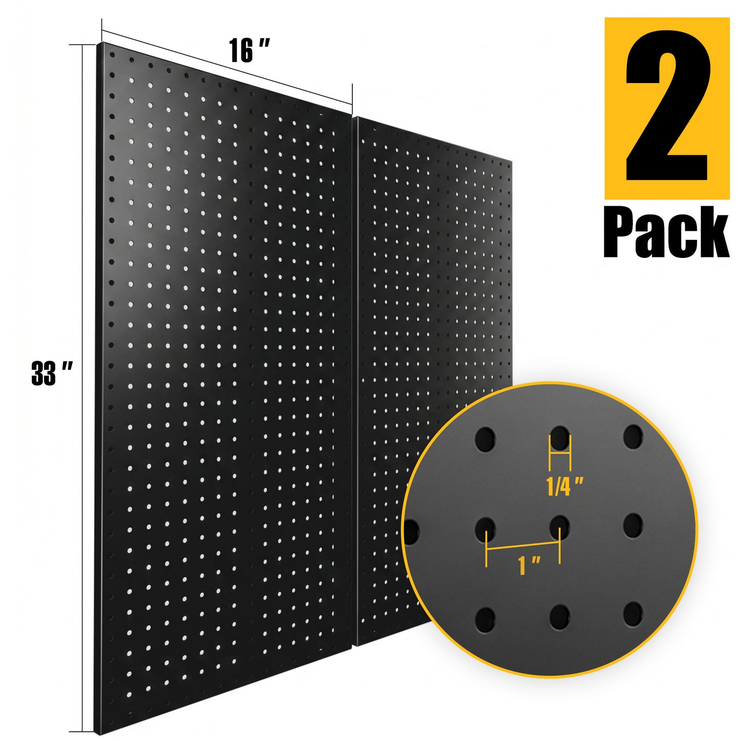 Metal Peg board Panels, Black Pegboard Organizer, 16 * 33 * 2 Pcs