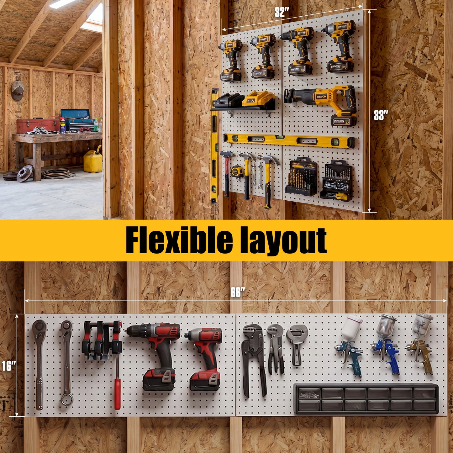 Metal Peg board Panels, Black Pegboard Organizer, 16 * 33 * 2 Pcs