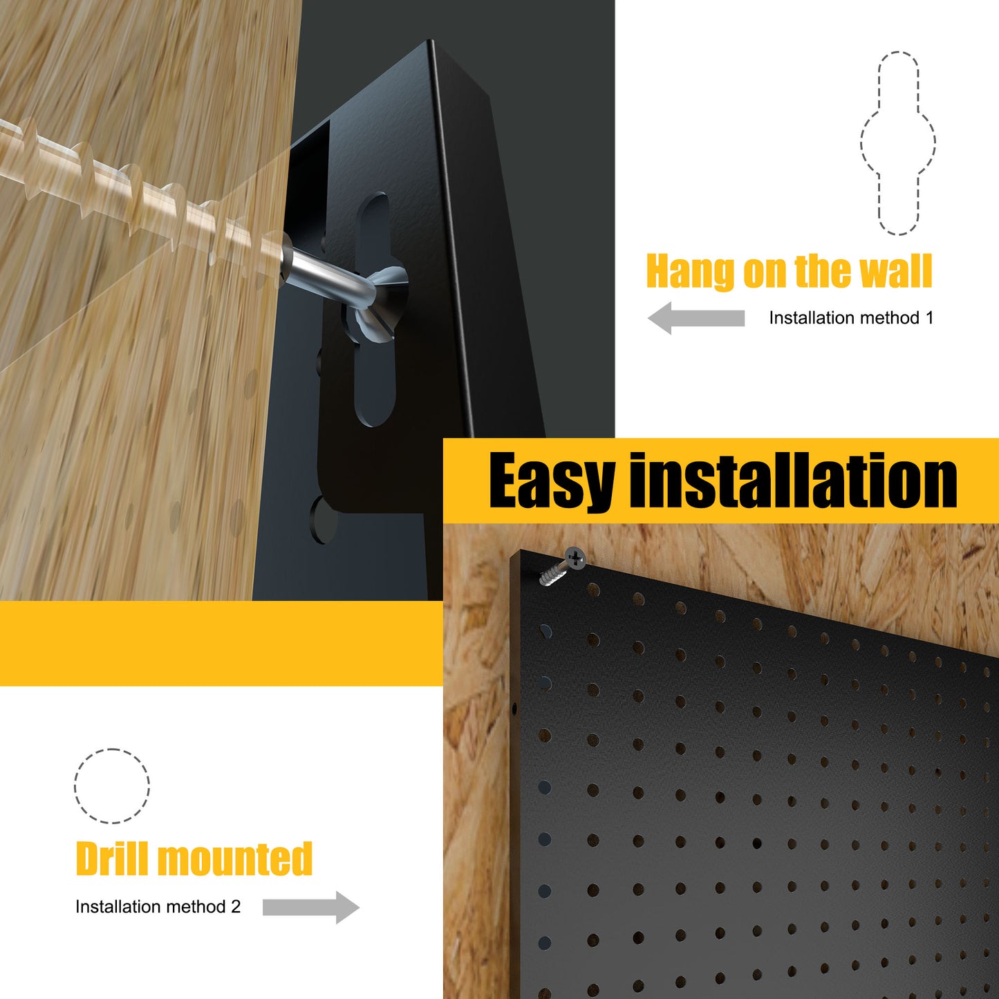 Metal Peg board Panels, Black Pegboard Organizer, 16 * 33 * 2 Pcs