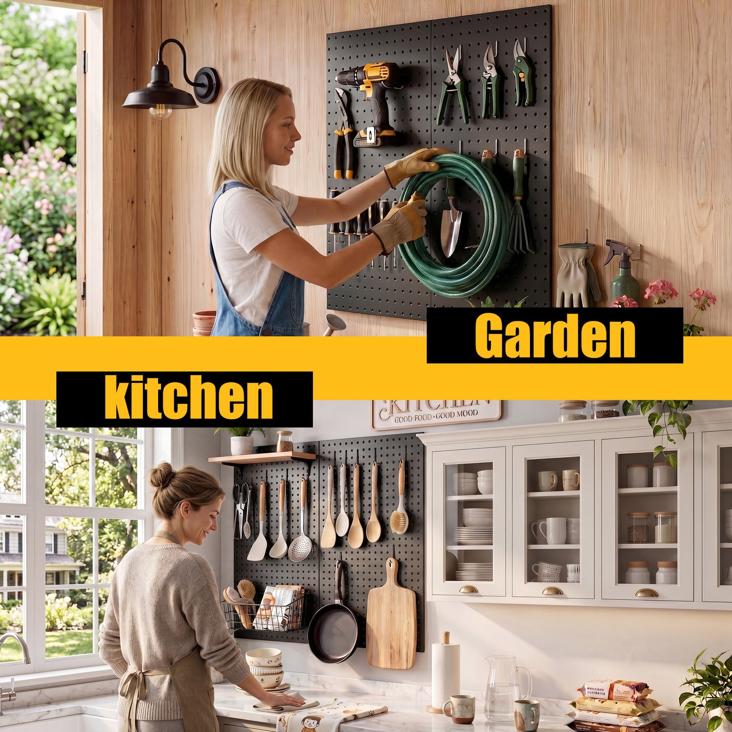 Metal Peg board Panels, Black Pegboard Organizer, 16 * 33 * 2 Pcs