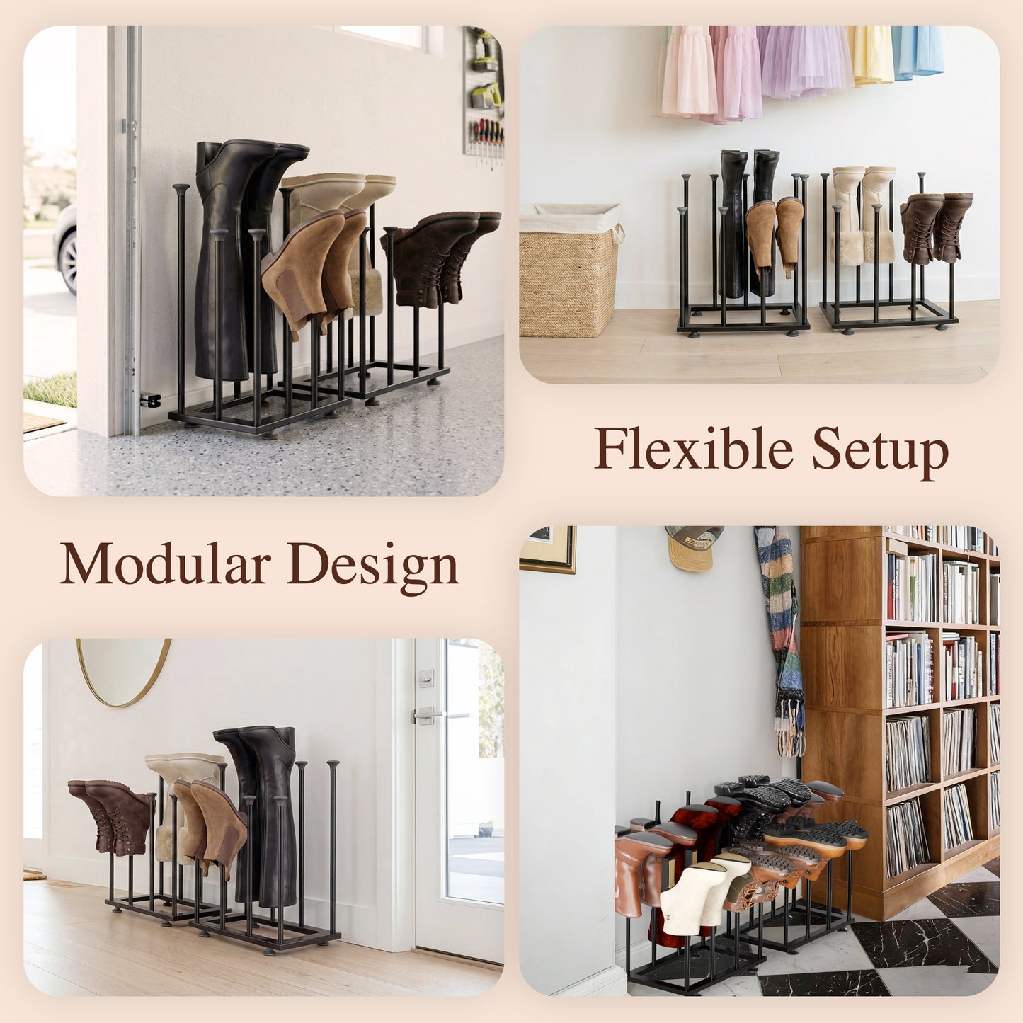 Shoe Rack Organizer, Free Standing Shoe Storage Shelf, Fits 8 Pairs